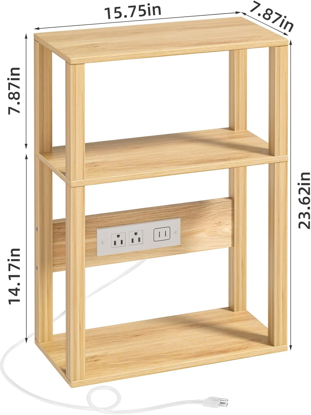 YUFAM 3-Tier Narrow Bedside Table Set 2 for Small Spaces, Skinny Nightstand
