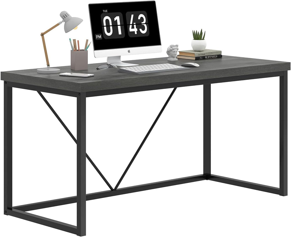 EXCEFUR Modern Home Office Desk, Wood and Metal Computer Desk, Industrial Wri...