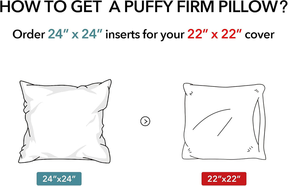 Oubonun Waterproof Outdoor Pillow Inserts 24 x 24 Set of 2, Square Pillows