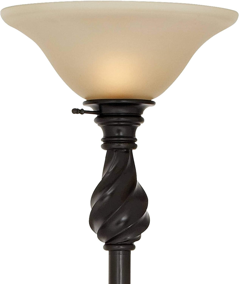 Regency Hill Restoration Bronze 70" Tall Amber Glass Torchiere Floor Lamp