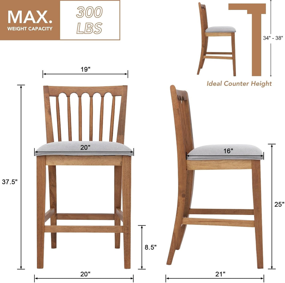 chairus 25" Farmhouse Counter Height Bar Stools Set of 4, Chenille Uphol...