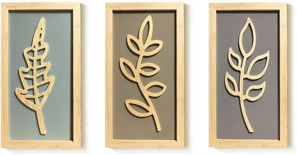 3D Framed Wall Art, Boho Wall Decor, Set of 3, Natural Wall Sculptures