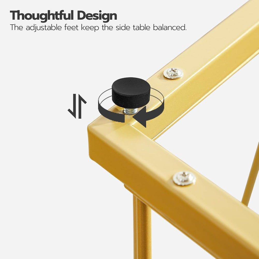 HOOBRO Small Round Coffee Table Set of 2, Modern Gold Side Tables