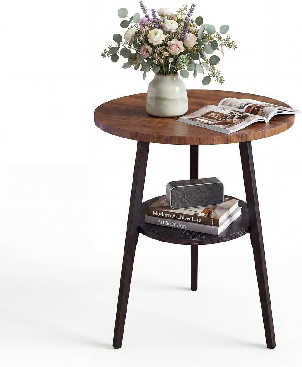 Small Round Side Table, End Tables Living Room, Walnut