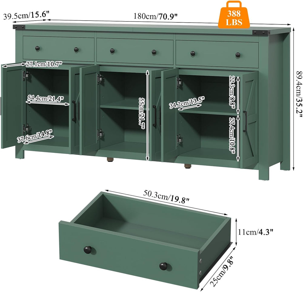 VVFLU 71" Large Sideboard Buffet Cabinet with Storage, Modern Farmhouse ...