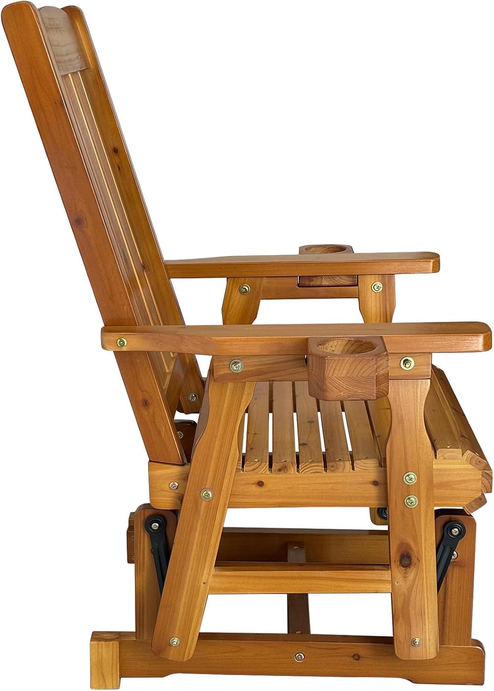 Fortune Candy Wooden Glider Chair, Cedar Tone, 1-Seater