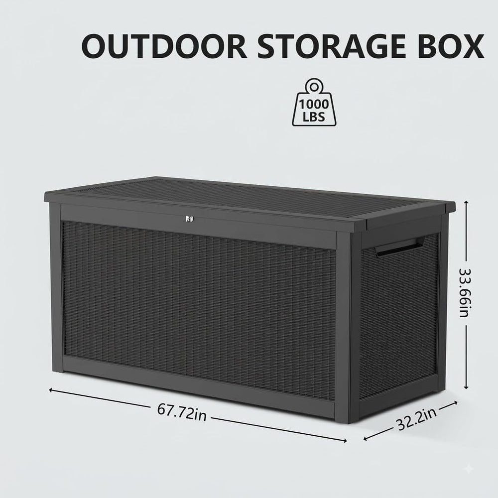 380 Gallon Outdoor Storage Box Waterproof Lockable Deck Box
