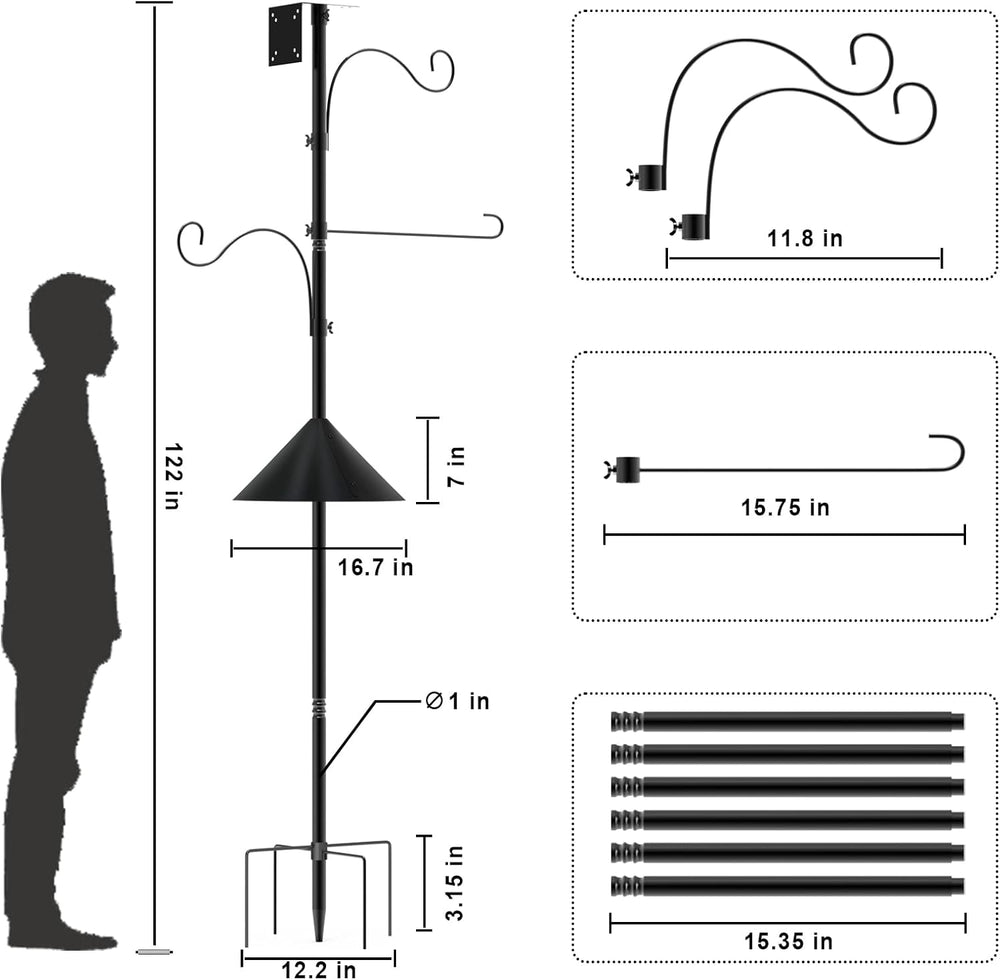 Bird Feeder Pole 118 Inch Outdoor Bird House Mount Kit