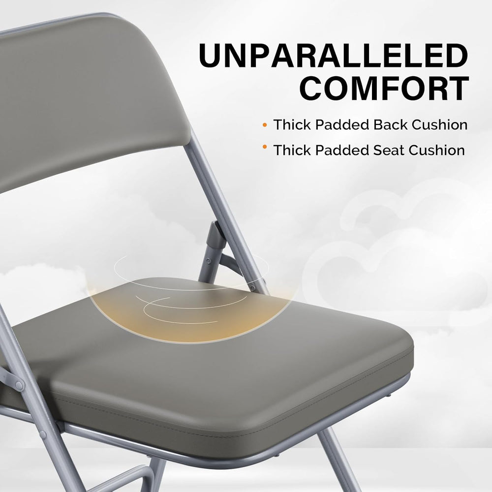 VINGLI Padded Folding Chairs with Comfortable Thick Padding and Steel Metal F...