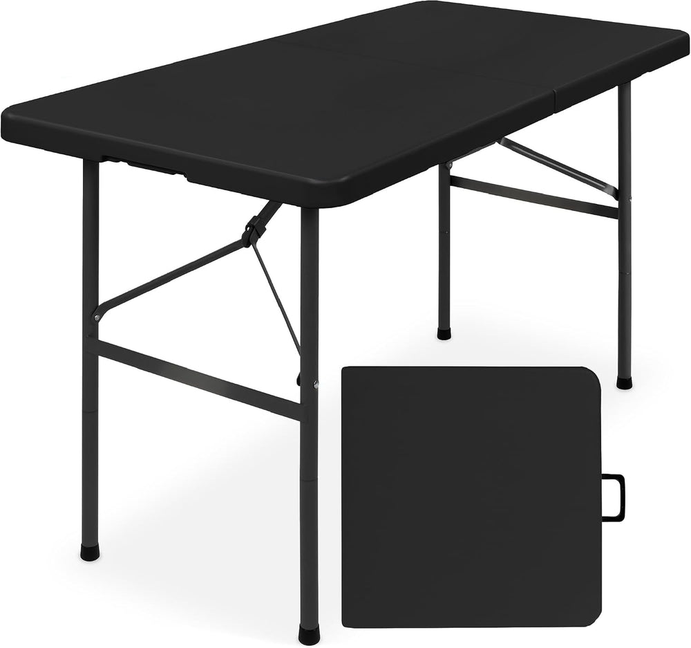 Best Choice Products 4ft Plastic Folding Table, Indoor Outdoor Heavy Duty Por...