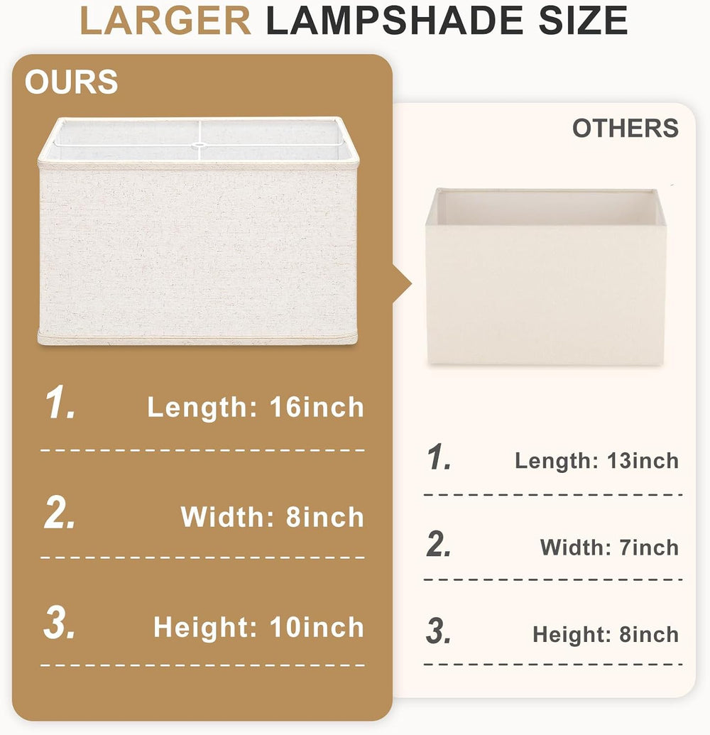 Rectangular Lamp Shades Set of 2, 16"L x 8"W x 10"H Large Rect...