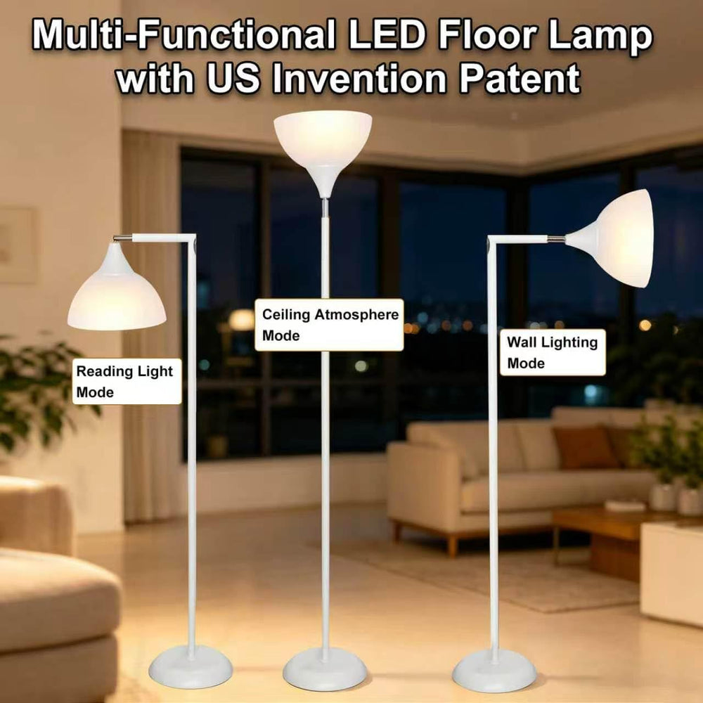 Torchiere Floor Lamp, 76" Tall Light Stand Lamp Dimmable with Remote, White