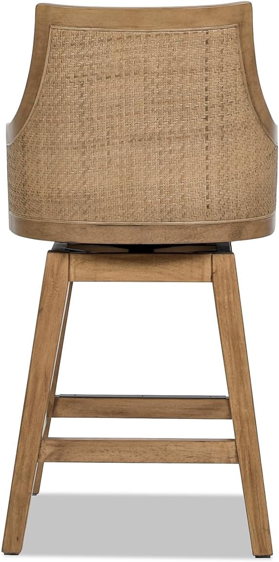 Jennifer Taylor Home Bahama 26" Cane Rattan High-Back Swivel Counter Sto...