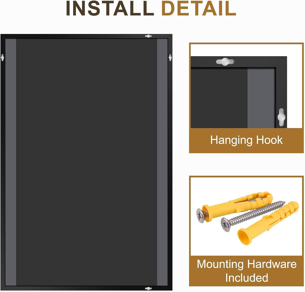 Rectangular Bathroom Mirror, 30"x20" Black Metal Framed Vanity Mirror