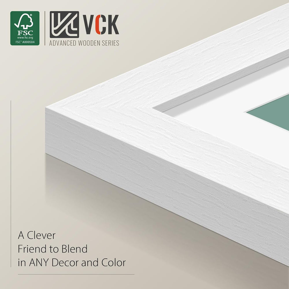 VCK 16x24 Picture Frame 4 Pack, White Wood with 12x18 Mat, for Poster