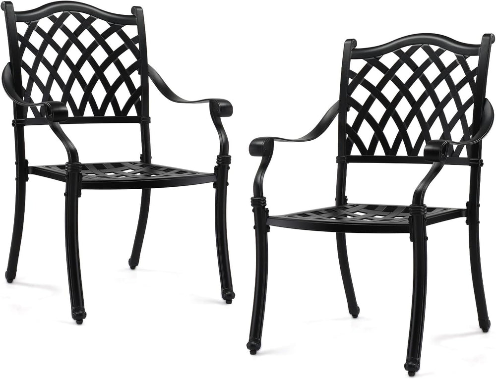 VINGLI Patio Chairs Set of 2 - Stackable Outdoor Cast Aluminum Dining Chairs ...