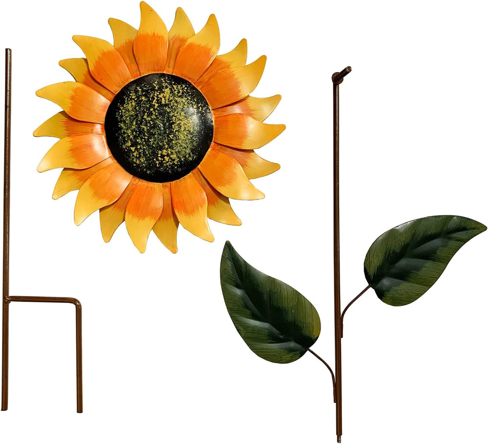 Grace Home Metal Sunflower Garden Stakes, Sunflower Garden Patio Lawn Yard St...