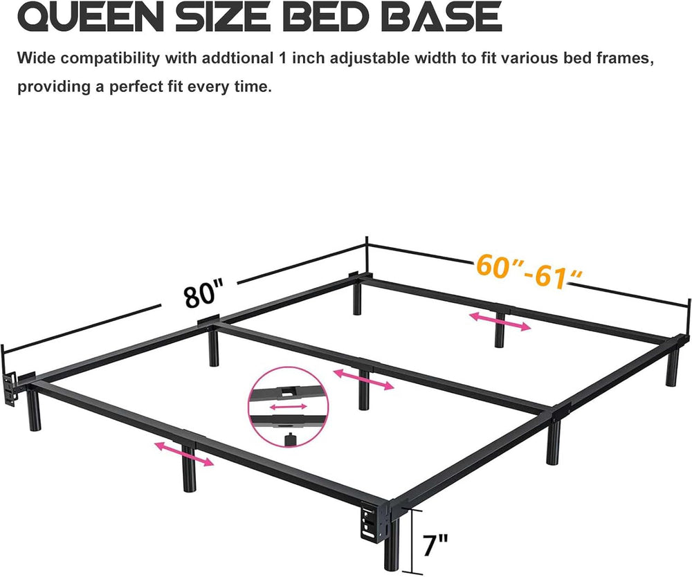 Bedsnus 7 Inch Metal Bed Frame Queen Size, Compatible with Most Brand Box Spr...