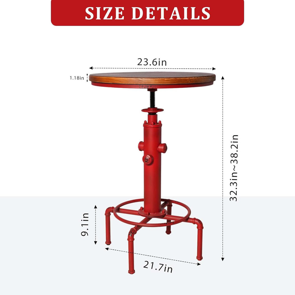 Topower Industrial Bar Table 32.3-38.2" Adjustable Pub Table Kitchen Din...