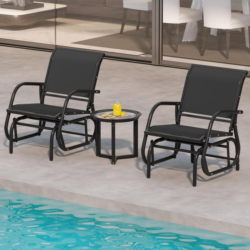 GIANTEX Outdoor Glider Chairs 2 Pack, Smooth Patio Gliding Chairs
