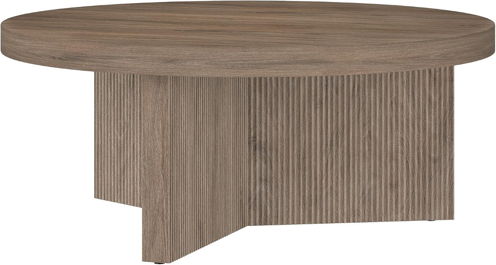 Henn&Hart 36" Scandinavian Fluted Coffee Table, Weathered Gray