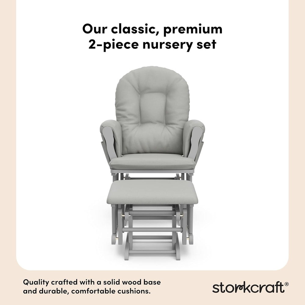 Storkcraft Premium Hoop Glider & Ottoman, Pebble Gray/Light Gray