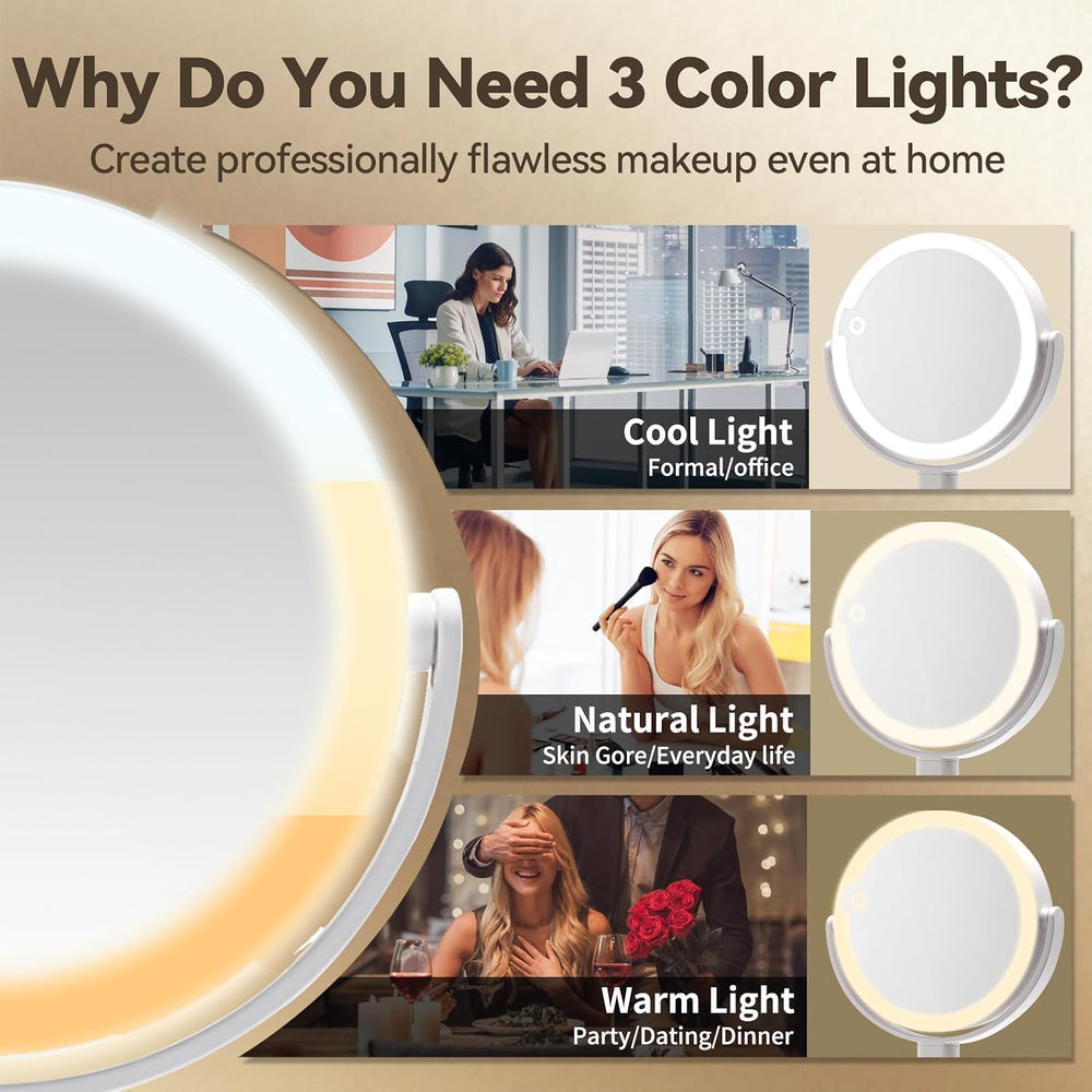 SANYCASA Makeup Mirror with Lights, Lighted Makeup Mirror with Magnification,...