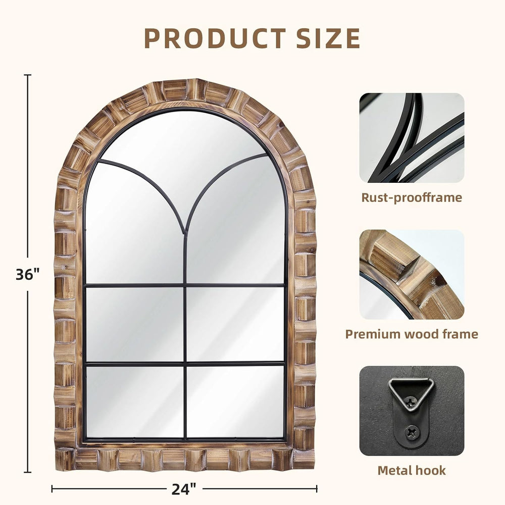 36x24 Inch Arched Window Pane Wall Mirror