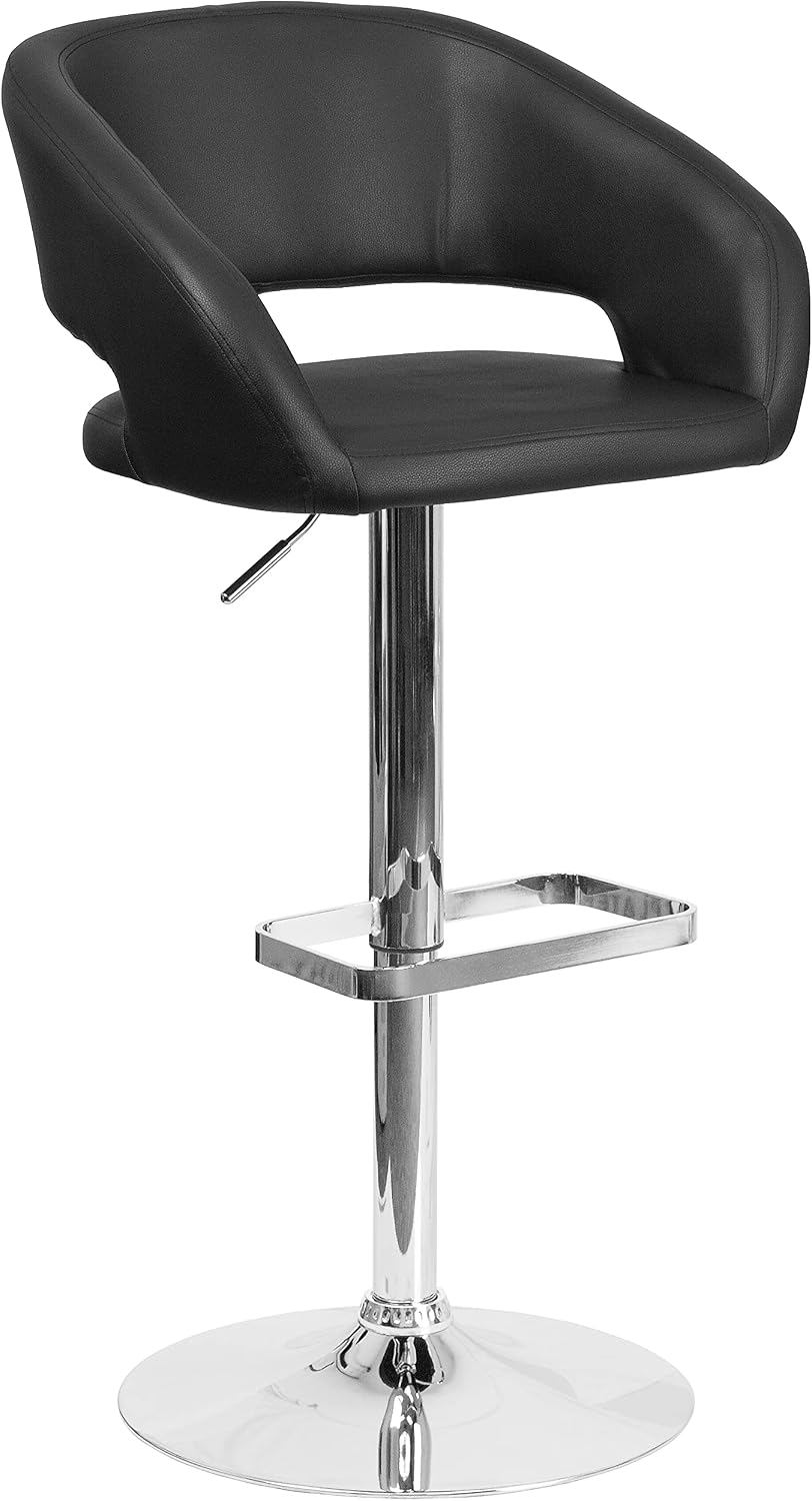 Flash Furniture Mid-Back Vinyl Barstool, Black