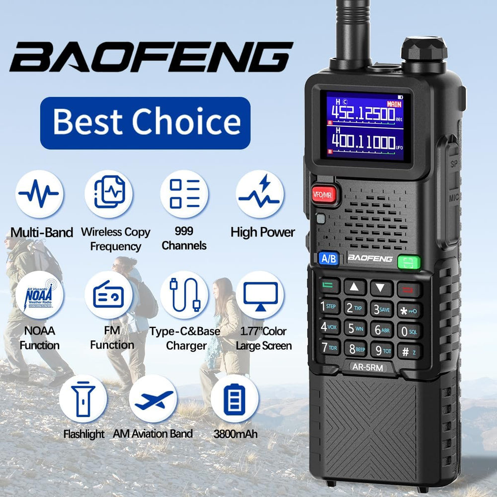 Baofeng Radio Ham Radio Long Range 5RM 10W Handheld Rechargeable 3800mAh Exte...
