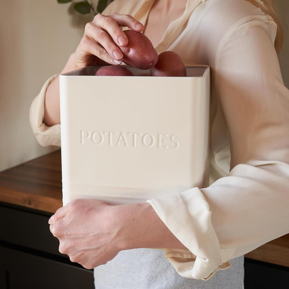 Beautiful Potato and Onion Storage Container Set - Food Safe Metal Bins