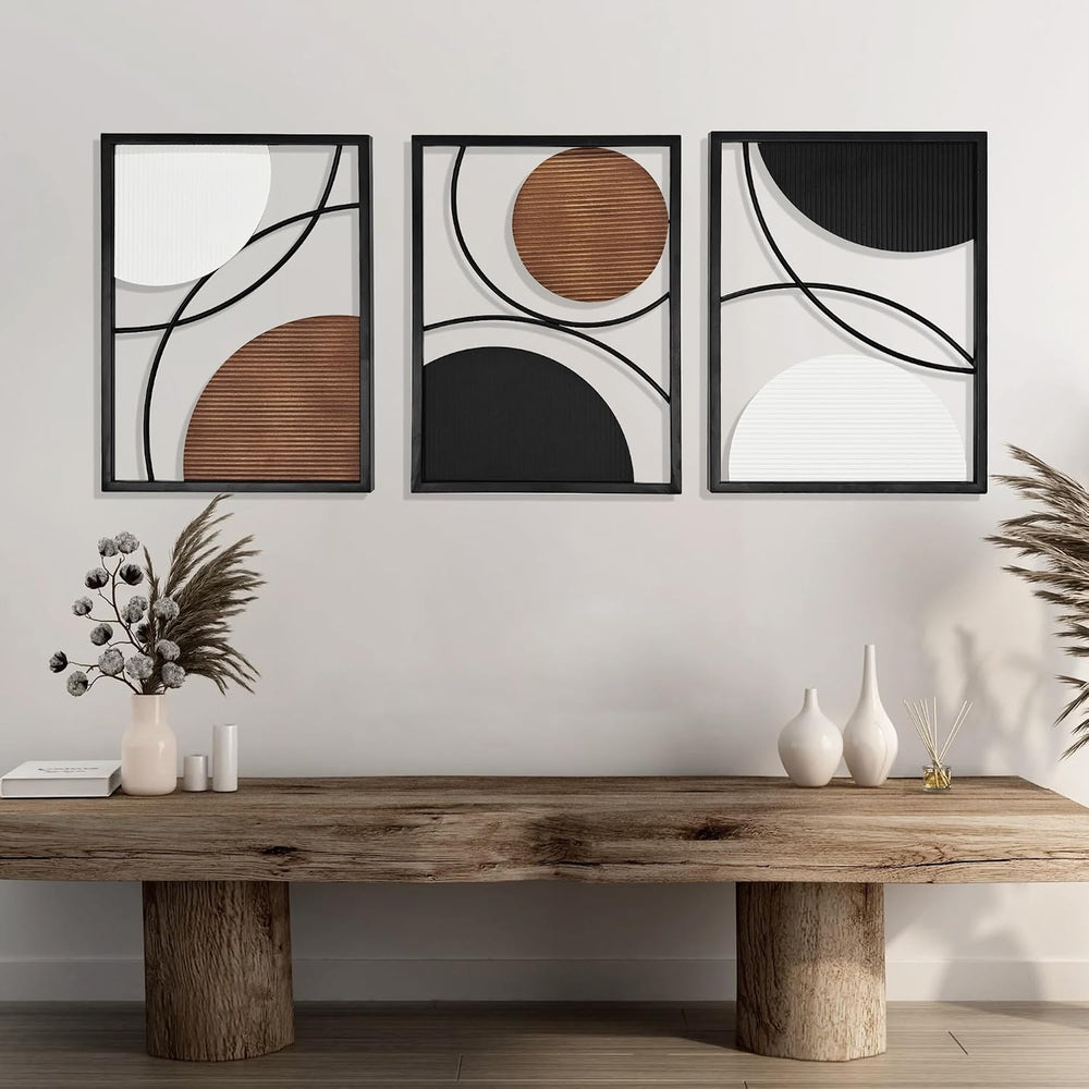Oakrain 3 Pack Metal Wall Art, Abstract Minimalist Modern Wall Decor for Livi...