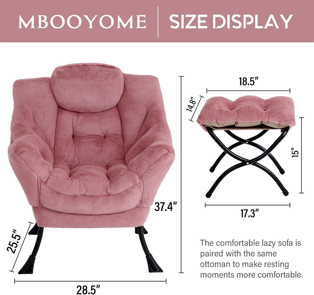 Modern Lazy Chair with Ottoman, Comfy Accent Reading Chair for Living Room