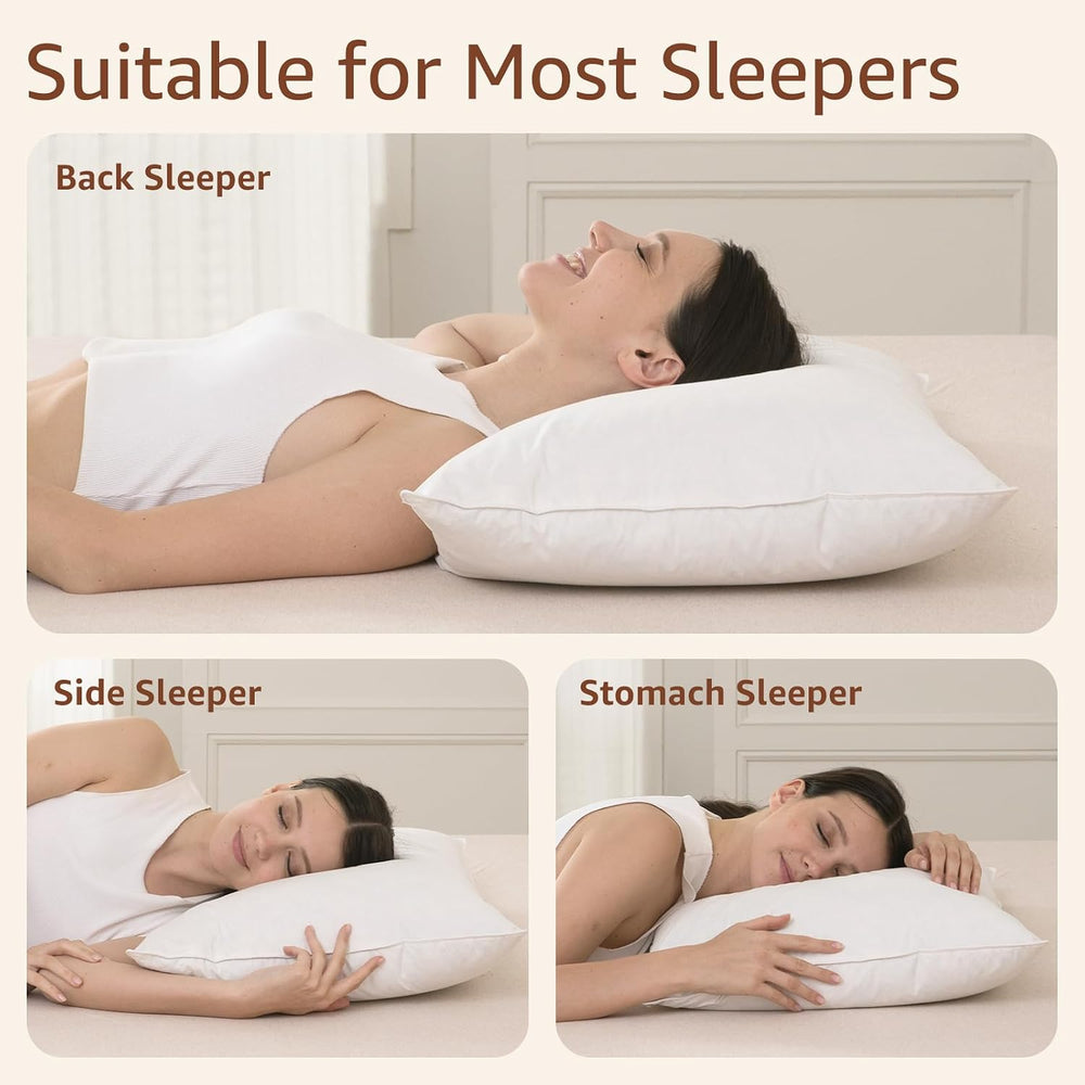 Goose Feathers and Down Pillows, Bed Pillows King Size Set of 2