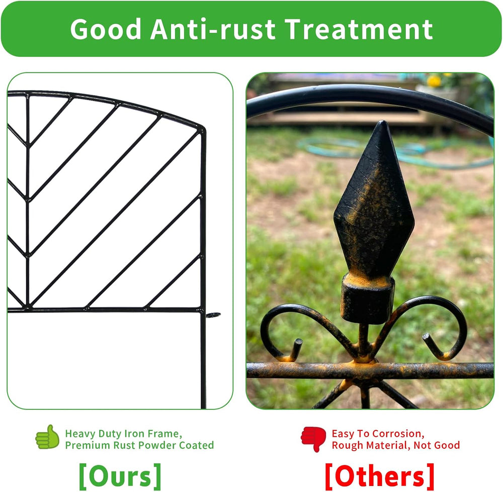 5Pack Decorative Fence 17in x 7.9ft Garden Metal Fence Rustproof Outdoor Land...