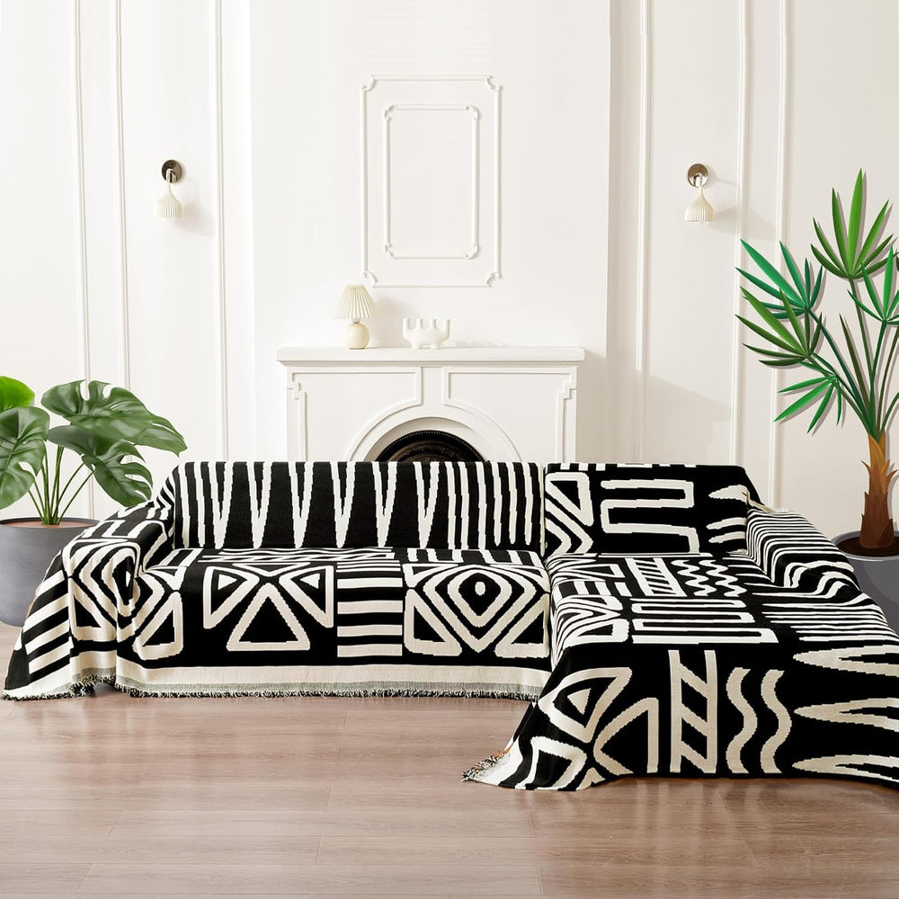 HANDONTIME Boho Sofa Covers for Dogs Black Couch Sofa Covers for Armchair