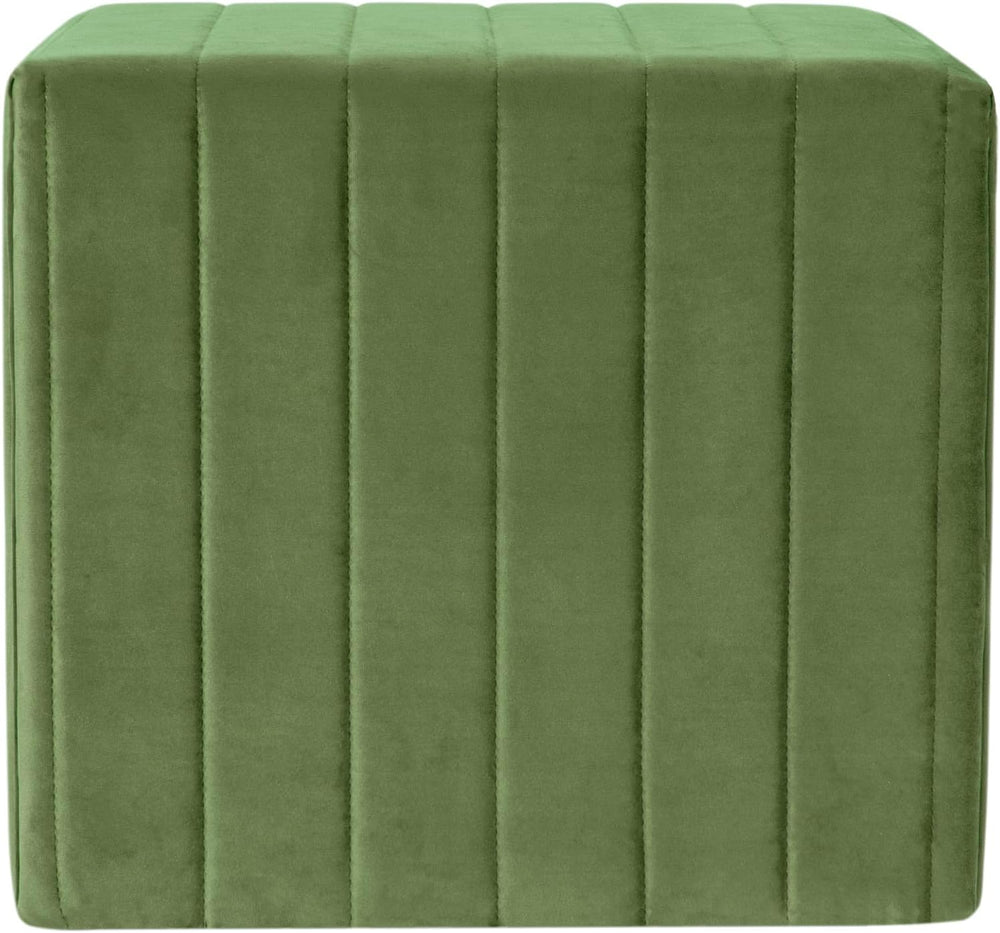 Spatial Order 19" Modern Channel Tufted Velvet Ottoman - Green