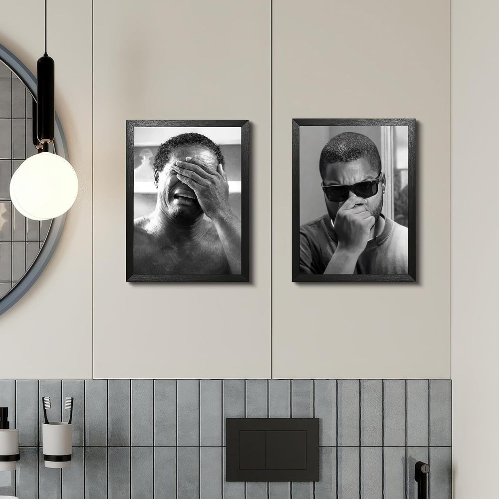 Funny Bathroom Wall Art Set of 2, Framed Canvas Wall Decor with Black Solid W...