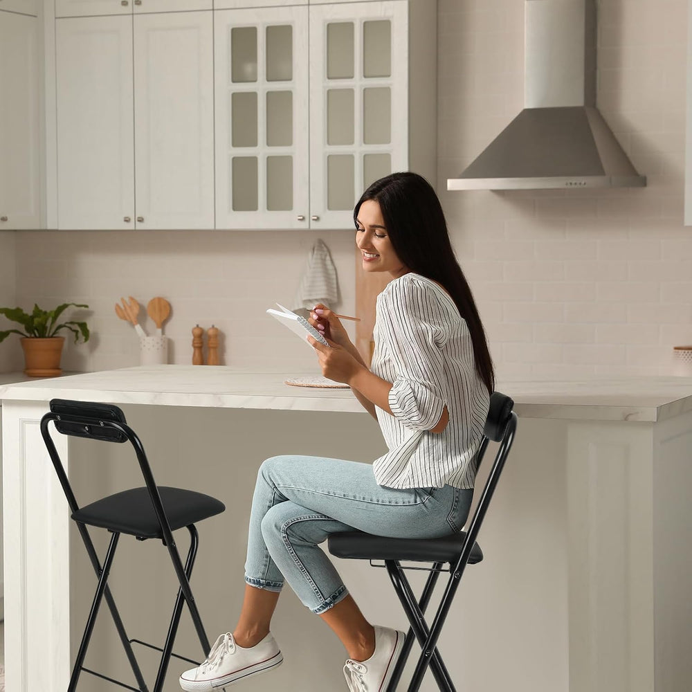 Thyle 1 Pcs Folding Bar Stool with Backrest Counter Height Seat,24 Inch