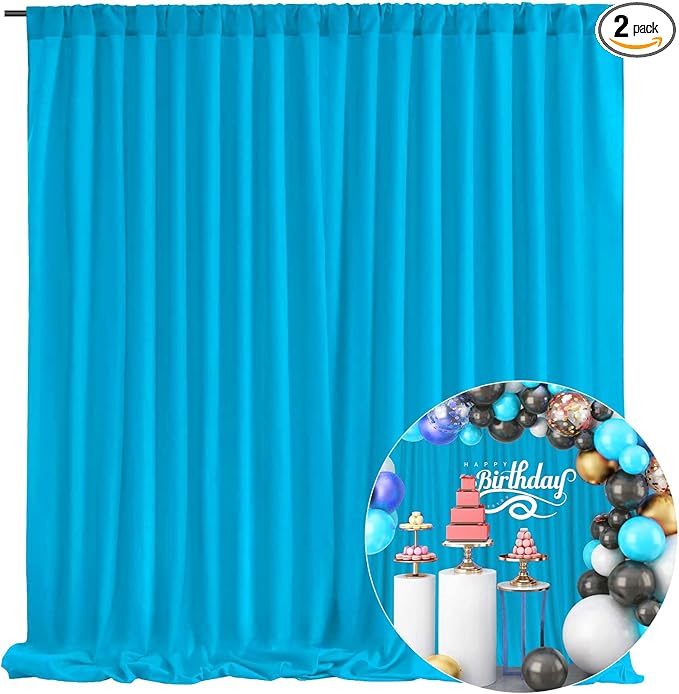 10 x 7 Feet Lake Blue Backdrop Curtain for Partie, Background Curtains for Ph...