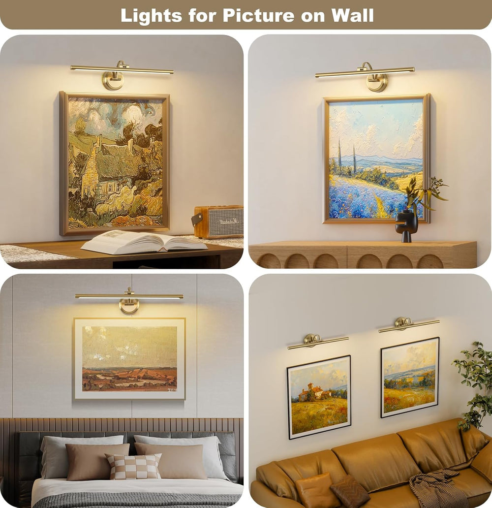 Tassuowell Hardwired Picture Ligh (Brass Hardwired, 23.62 inch Dimmable)