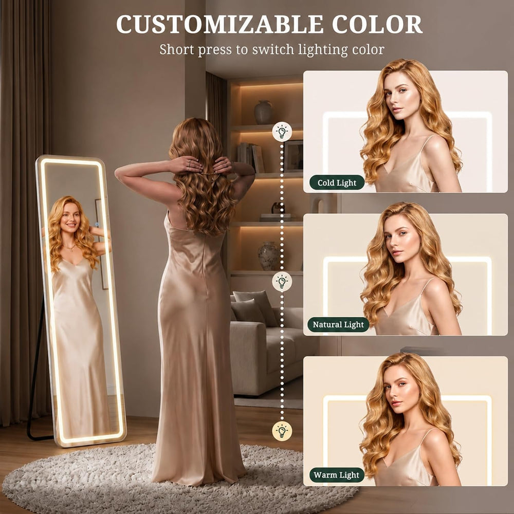 LED Mirror Full Length with Lights, 59.85"x15.75" Lighted Full Body...