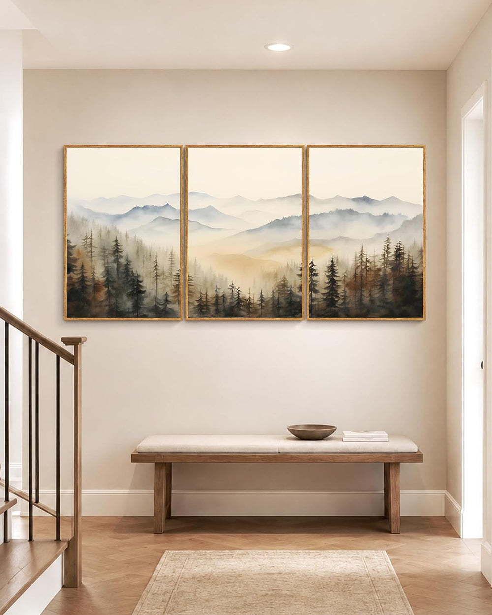 HesenDot 16x24in Mountain Landscape Large Wood Framed Wall Art,Set of 3