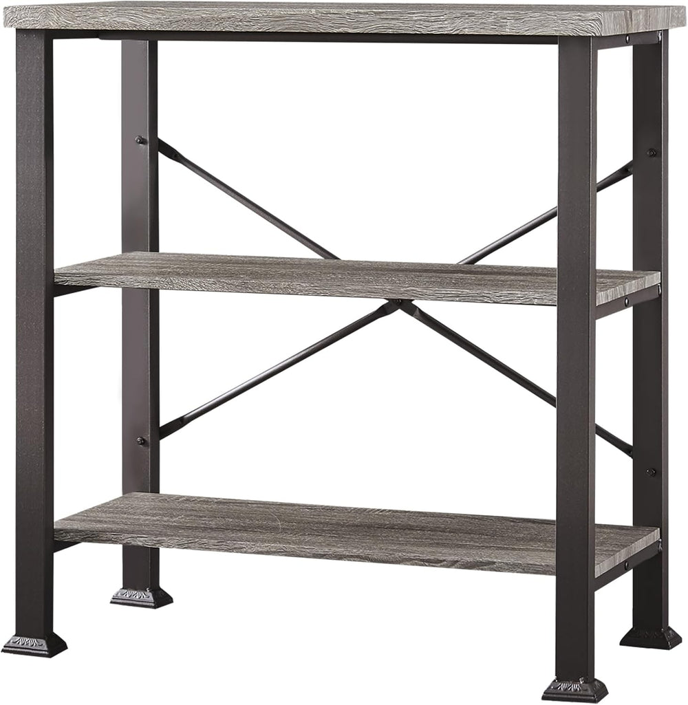 Hombazzar 3 Tier Book Shelf,31.5" Wide Grey Short Bookshelf
