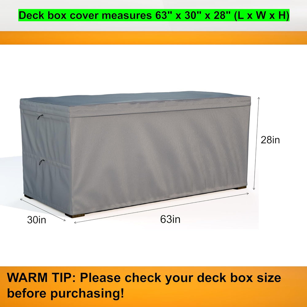 Deck Box Cover - Outdoor Storage Box Cover 150 Gallon, Heavy Duty 600D Oxford...