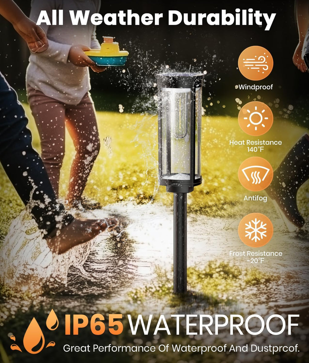 ALFIOT Solar Lights Outdoor Waterproof, 8 Pack, Warm White, Geometric Shade