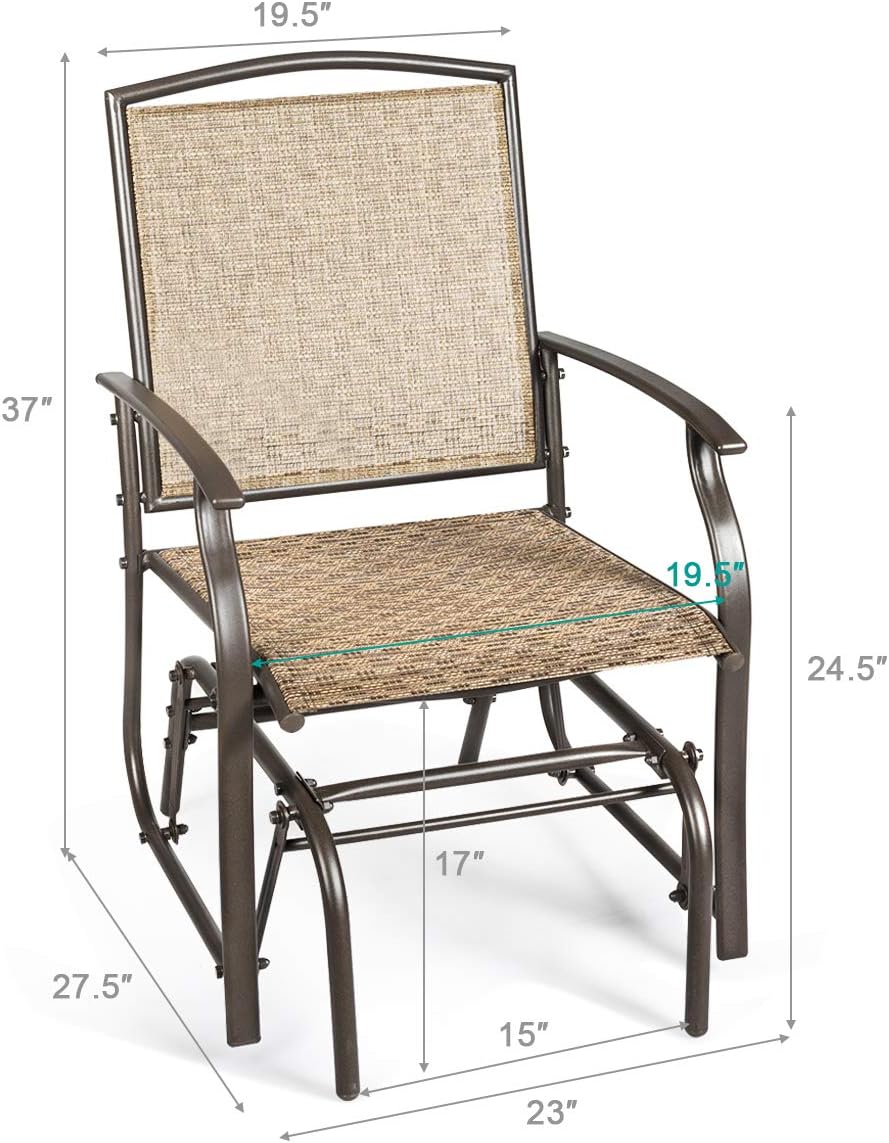 GIANTEX Outdoor Glider Chair W/Sturdy Metal Frame & Breathable Mesh Fabri...
