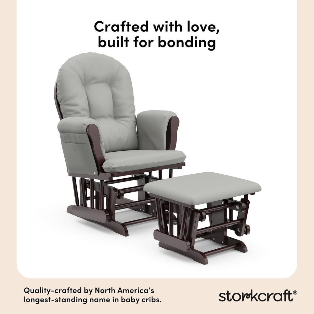 Storkcraft Premium Hoop Glider & Ottoman, Espresso/Light Gray