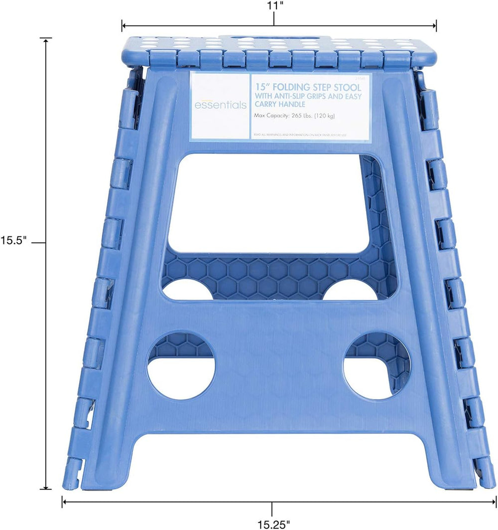 Essentials 21048 15-Inch Folding Step Stool, Wide Folding Step Stool, Plastic...