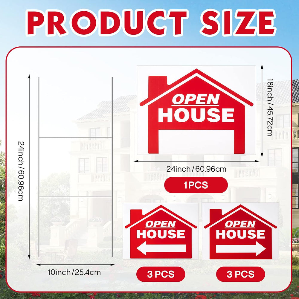 Juexica 7 Pack Open House Sign Directional with Tall Stands 24 x 18 Inch Real...
